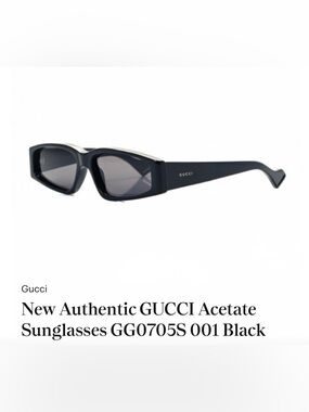 Gucci Black Rectangular Acetate Sunglasses with Gold Logo with Purple Case